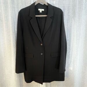 Halston Classic Black Long Blazer Size Large